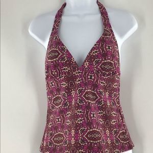 Joe Fresh Halter Bathing Suit Top Pink Maroon LNC